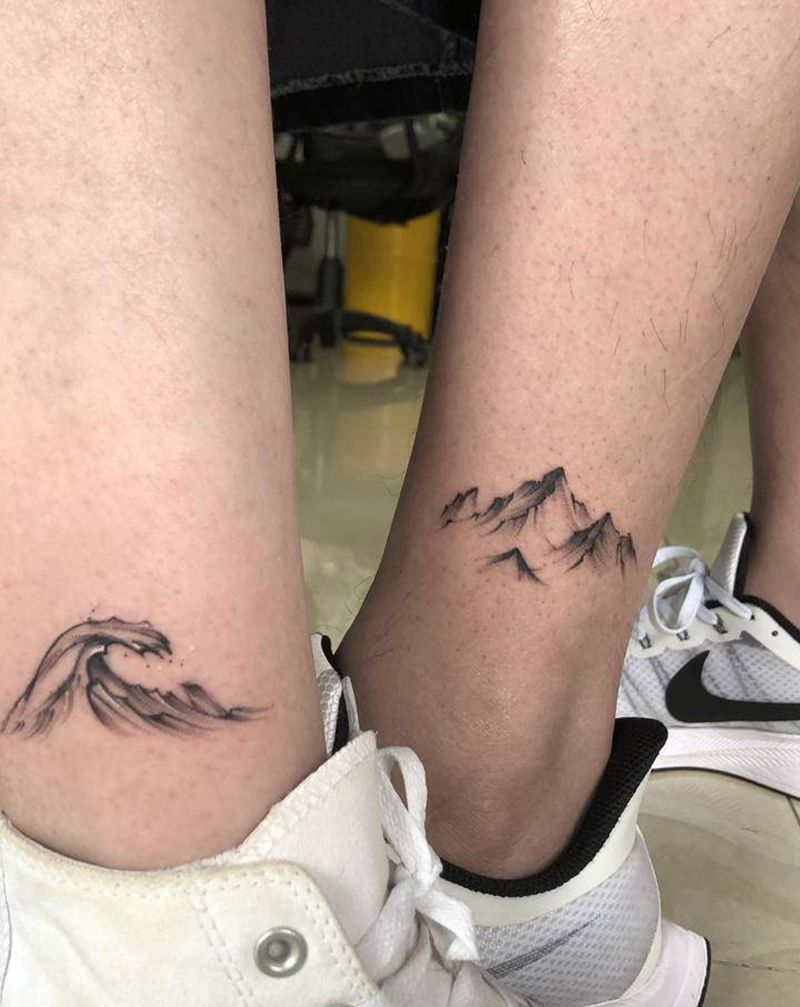 情侣纹身纹身图片_脚部点刺纹身图案