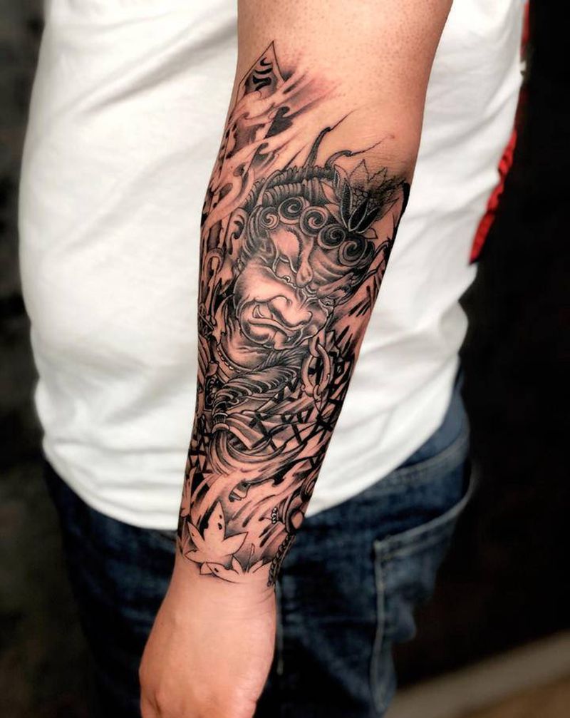 不动明王纹身图片_手臂新传统纹身图案