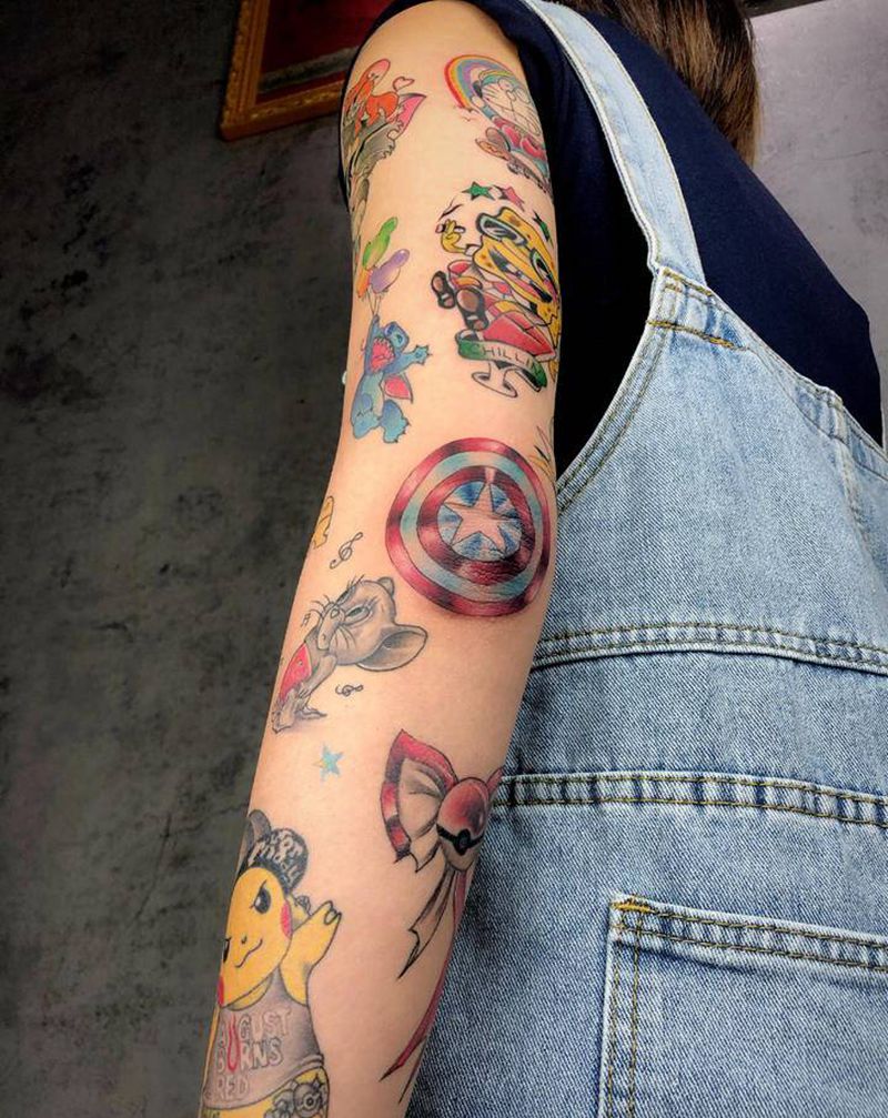 卡通纹身图片_手臂Old School纹身图案