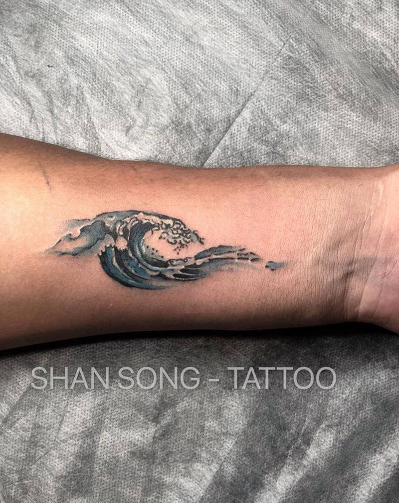 浪花纹身纹身图片_手部水墨水彩纹身图案