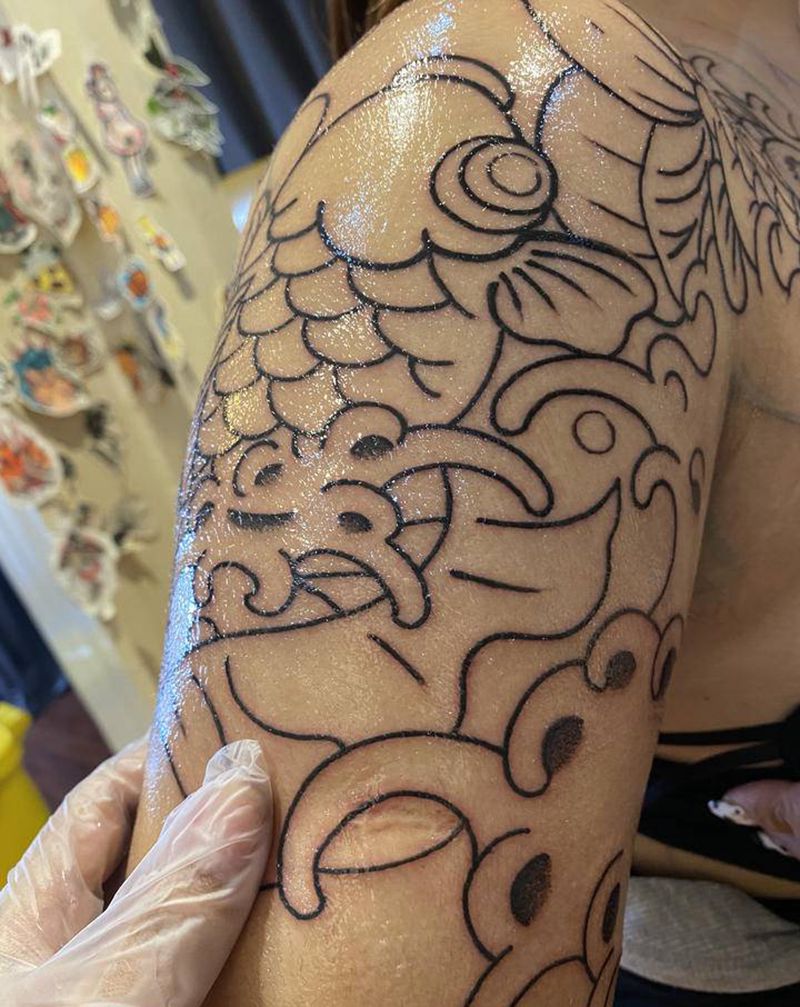 工作细节～传统纹身图片_手臂老传统纹身图案