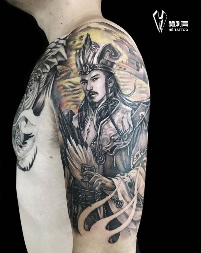 诸葛亮纹身图片_手臂诸葛亮纹身图案