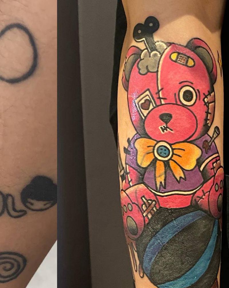 发条熊纹身图片_手臂Old School纹身图案