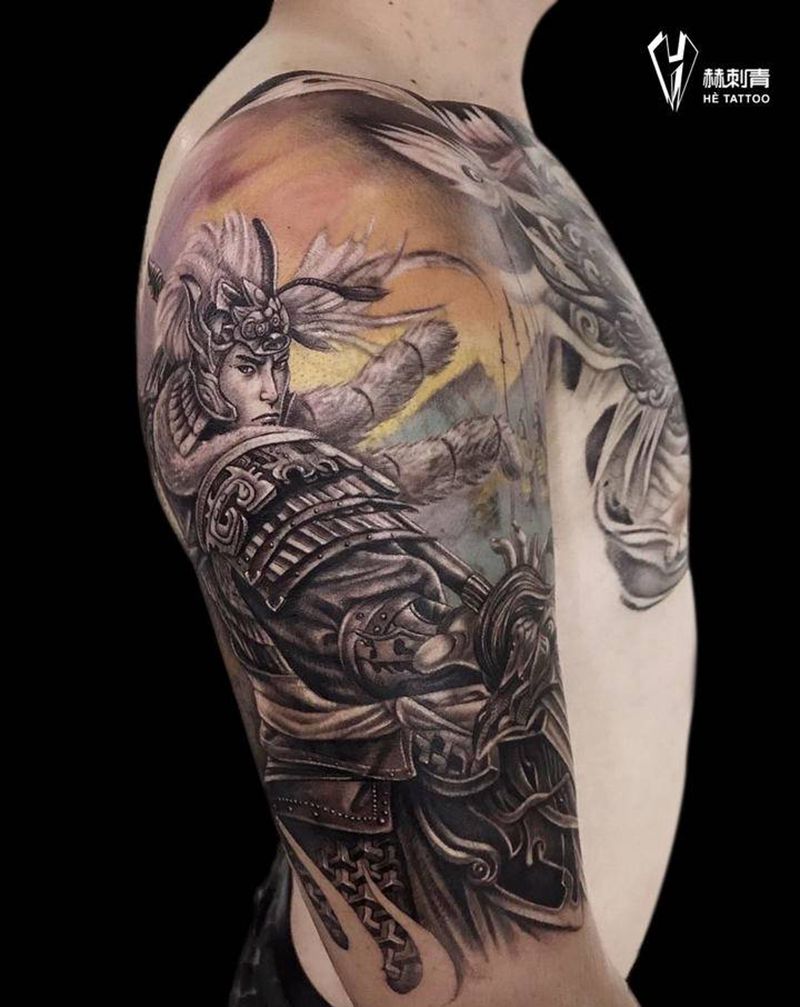 马超纹身图片_肩部新传统纹身图案