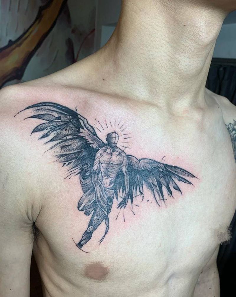 点刺小图纹身图片_胸部点刺纹身图案