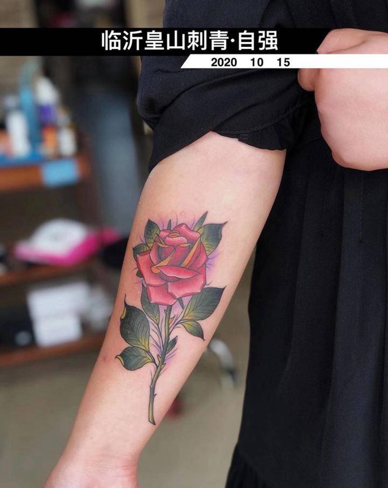 玫瑰纹身图片_手臂New School纹身图案
