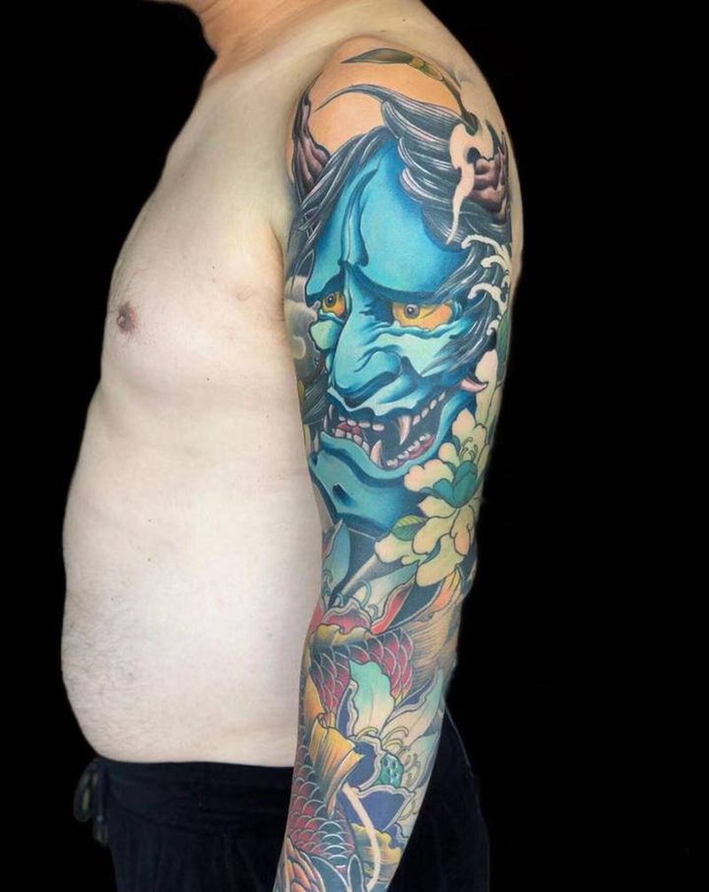 花臂纹身图片_手臂新传统纹身图案