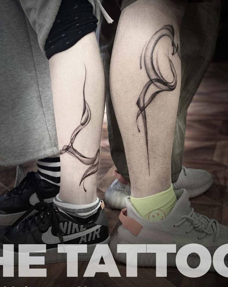 情侣纹身纹身图片_腿部纹身图案