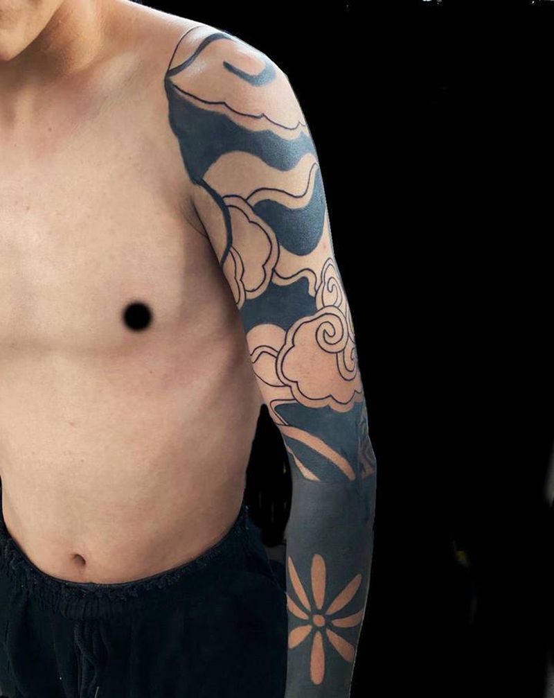 黑臂纹身图片_手臂纹身图案