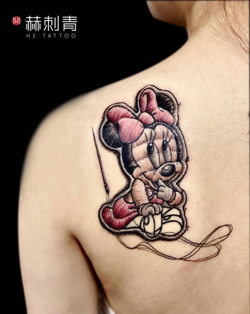 2020创意风格第二名纹身图片_肩部New School刺绣纹身图案