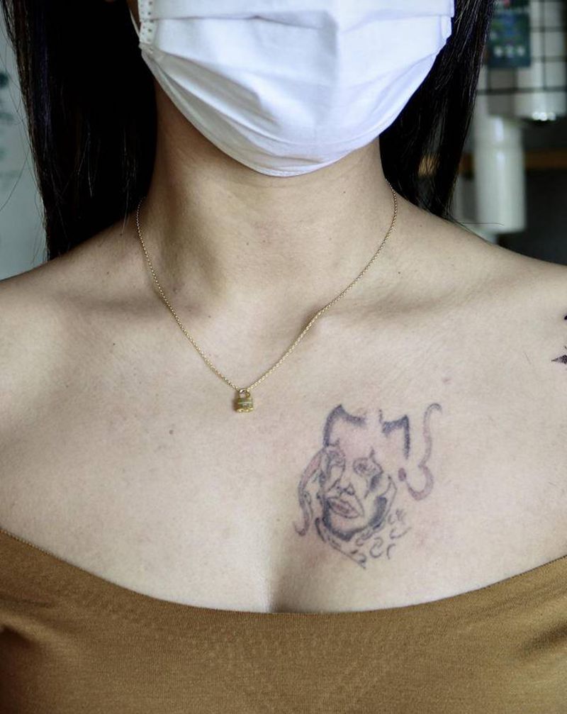 日月纹身图片_肩部图腾太阳月亮日月纹身图案