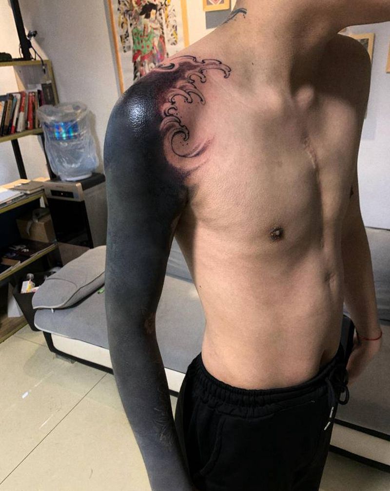 水浊纹身图片_手臂图腾纹身图案