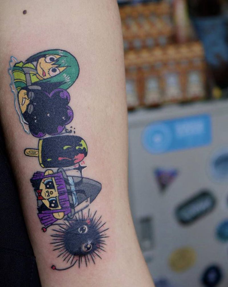 卡通遮盖纹身图片_手臂New School卡通动漫纹身图案