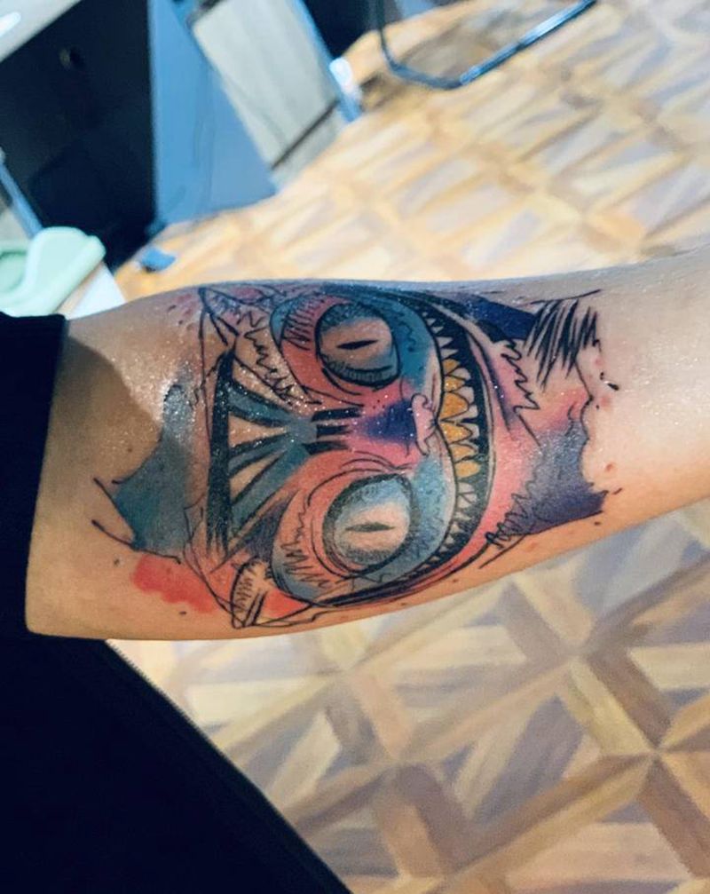 柴郡猫纹身图片_手臂纹身图案