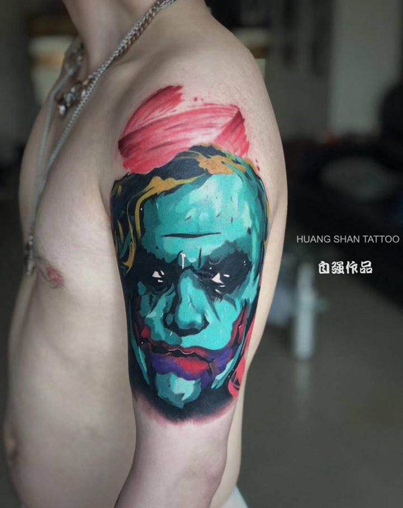 希斯莱杰纹身图片_手臂油画纹身图案