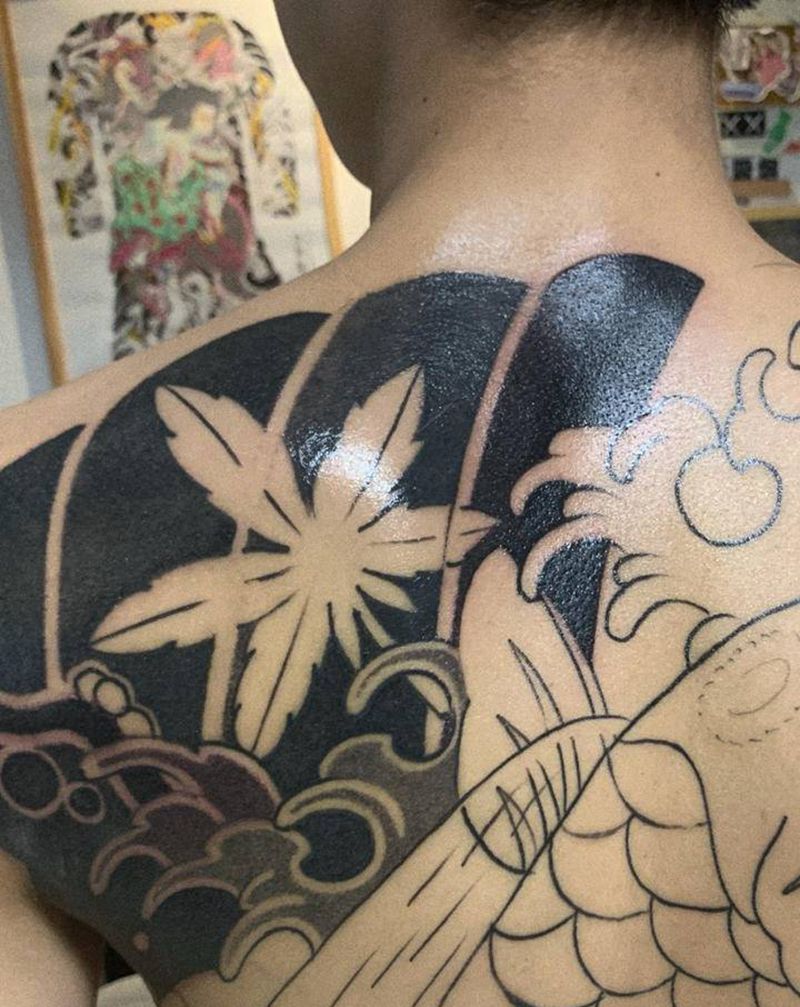 未完作品纹身图片_肩部新传统纹身图案