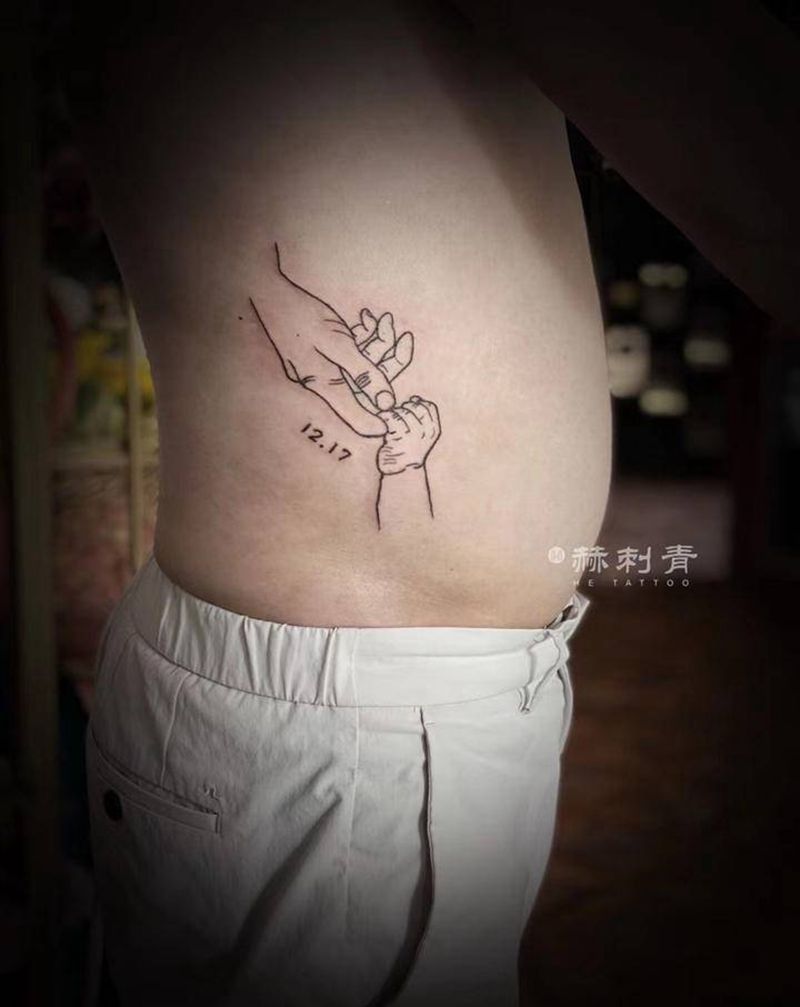 简笔画纹身图片_腰部纹身图案