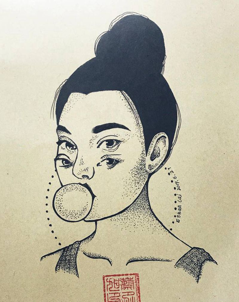 丧少女纹身图片_点刺纹身图案