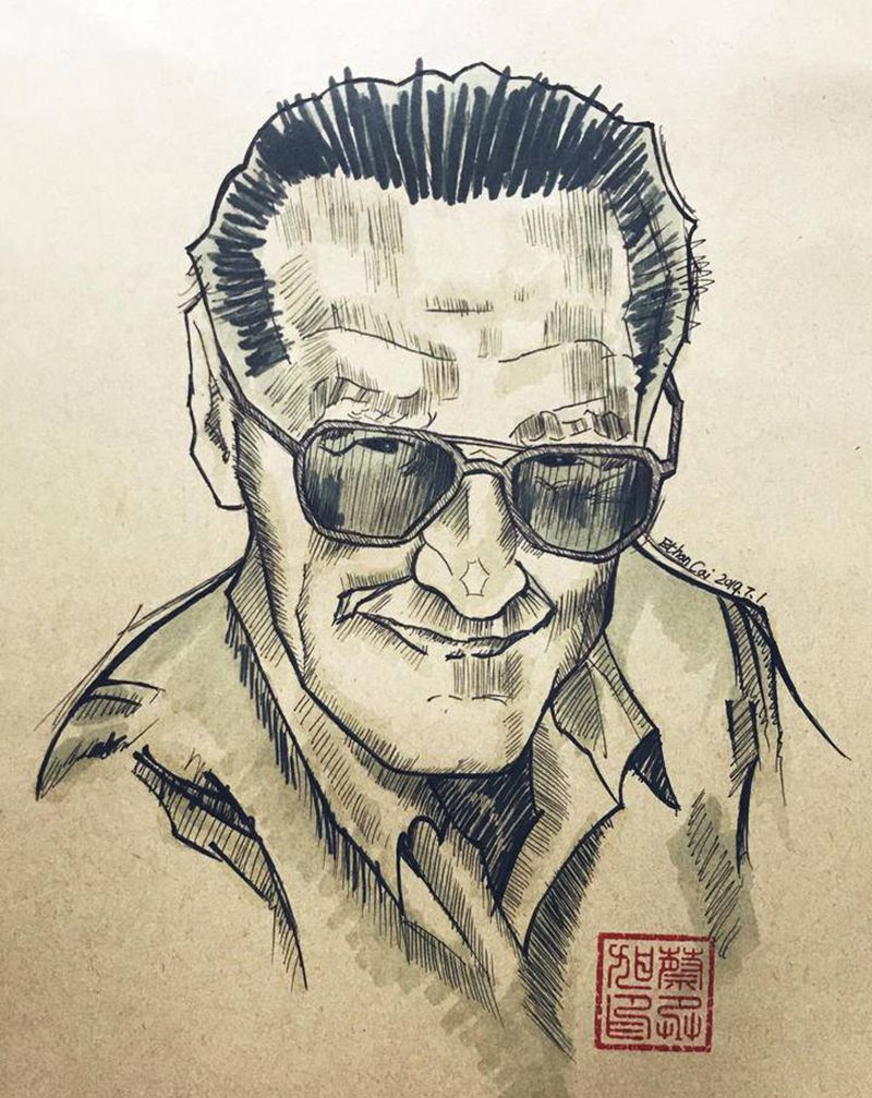 斯坦李纹身图片_欧美写实纹身图案