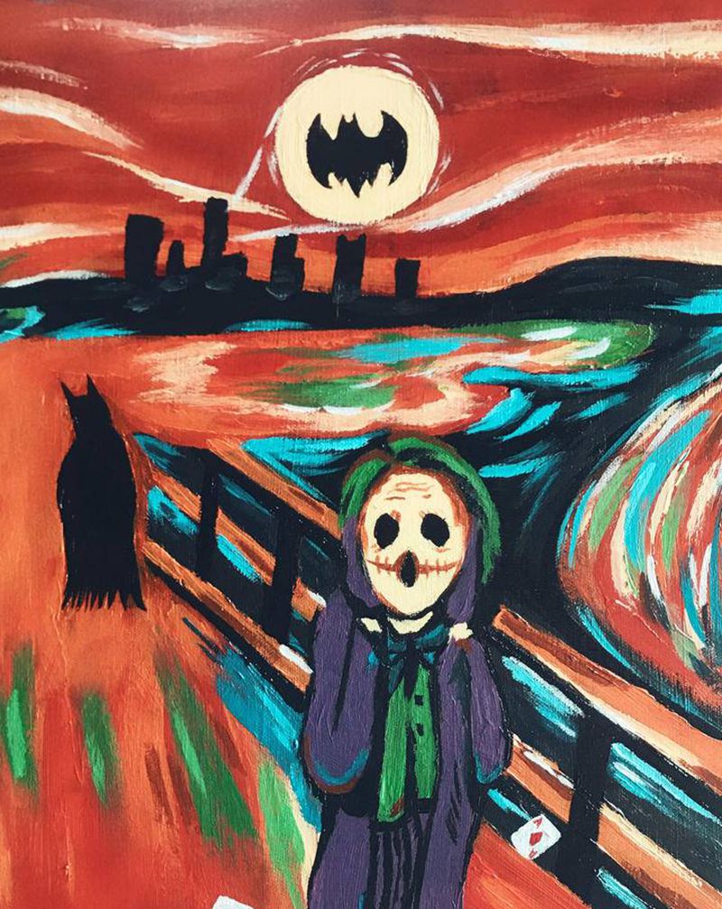 呐喊（小丑版）纹身图片_水彩纹身图案