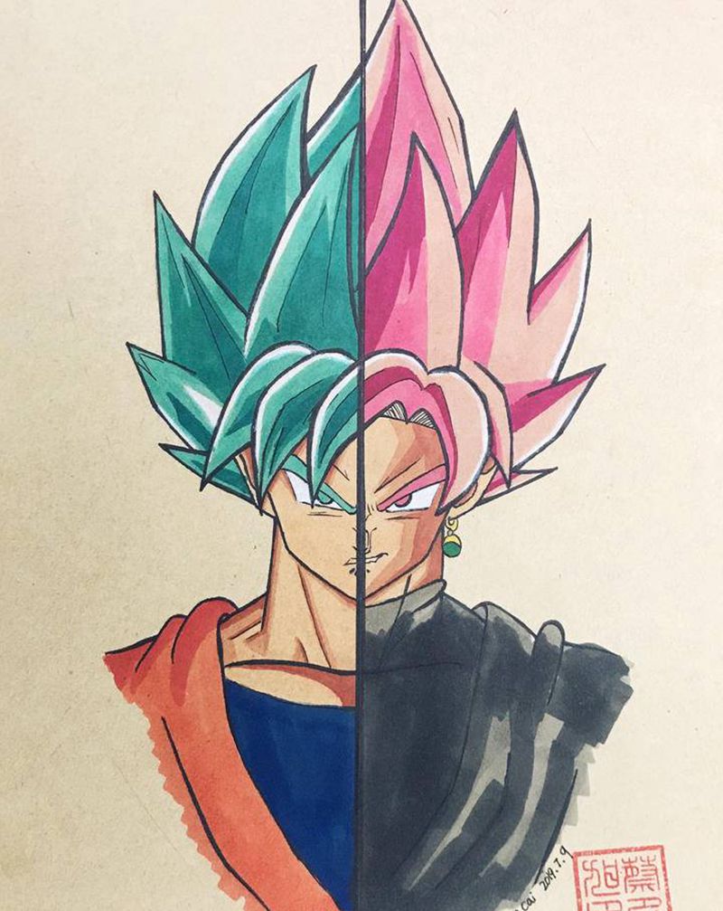 超级赛亚人之神+超级赛亚人之神纹身图片_水彩纹身图案