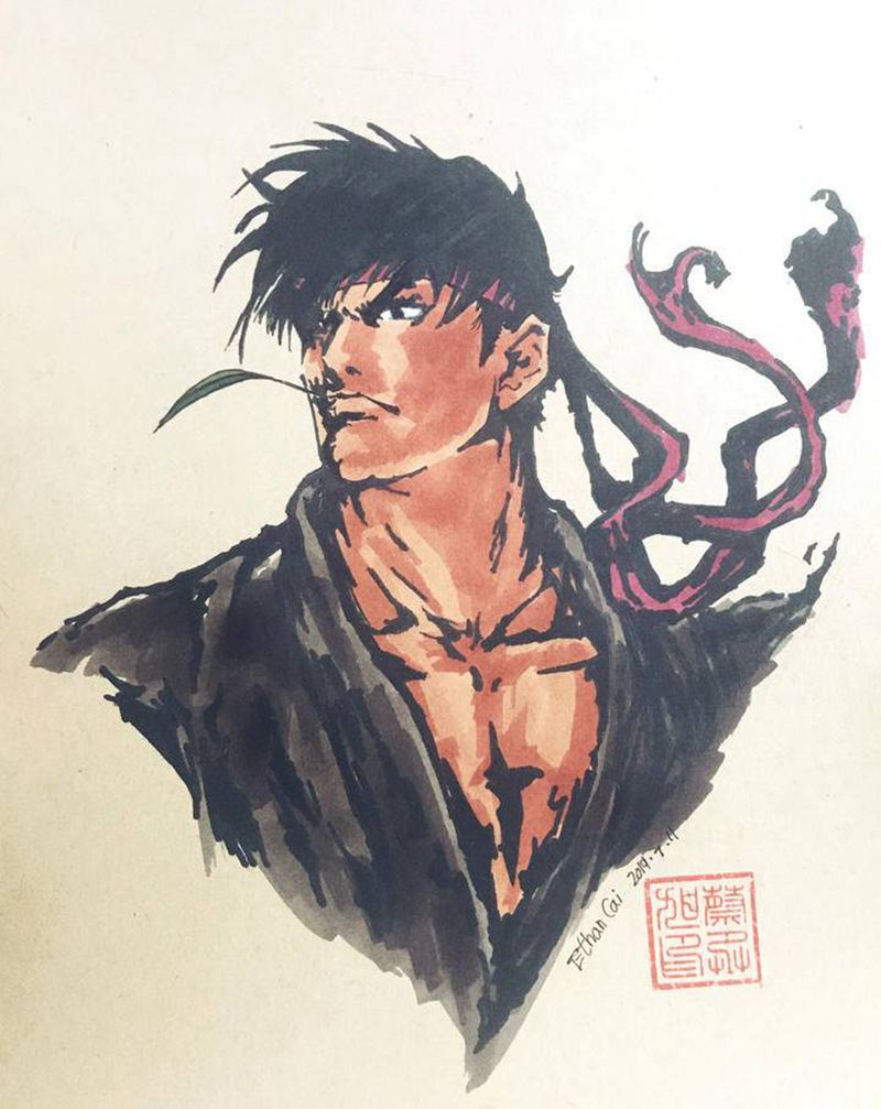 RYU纹身图片_水彩纹身图案