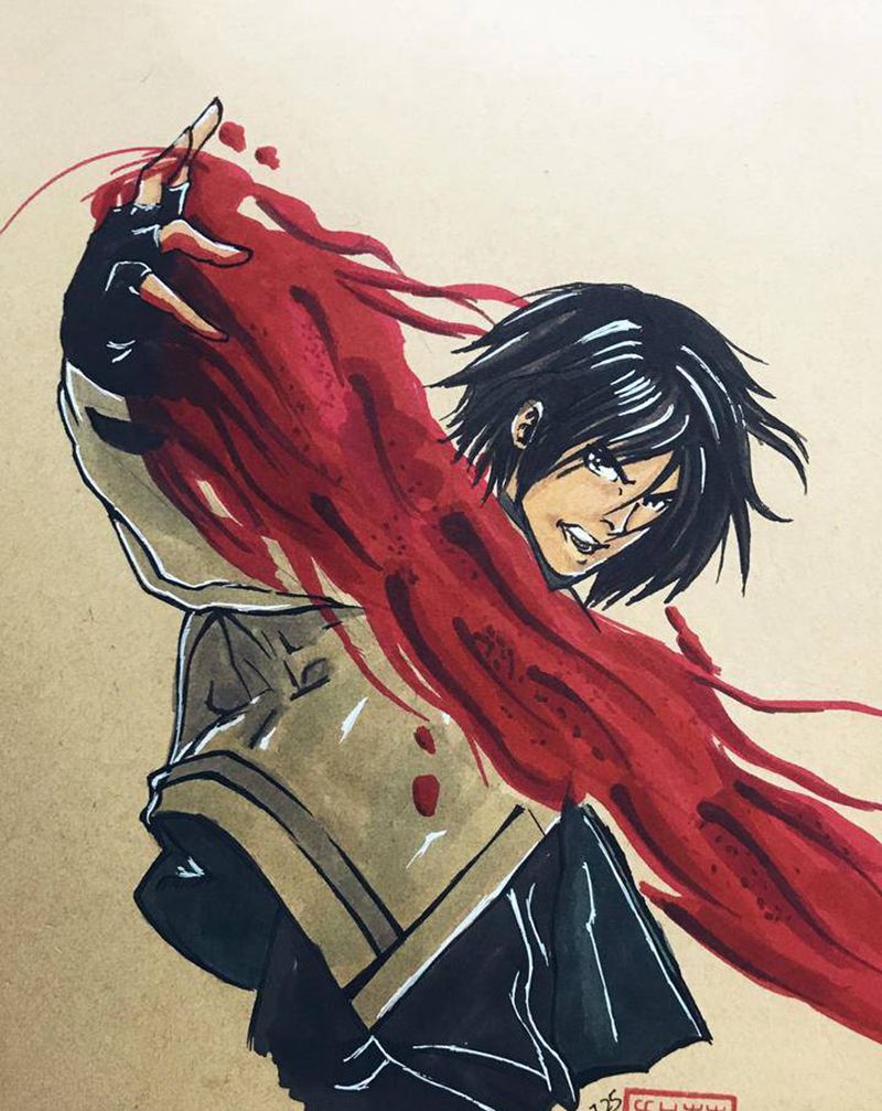 草薙京纹身图片_水彩纹身图案