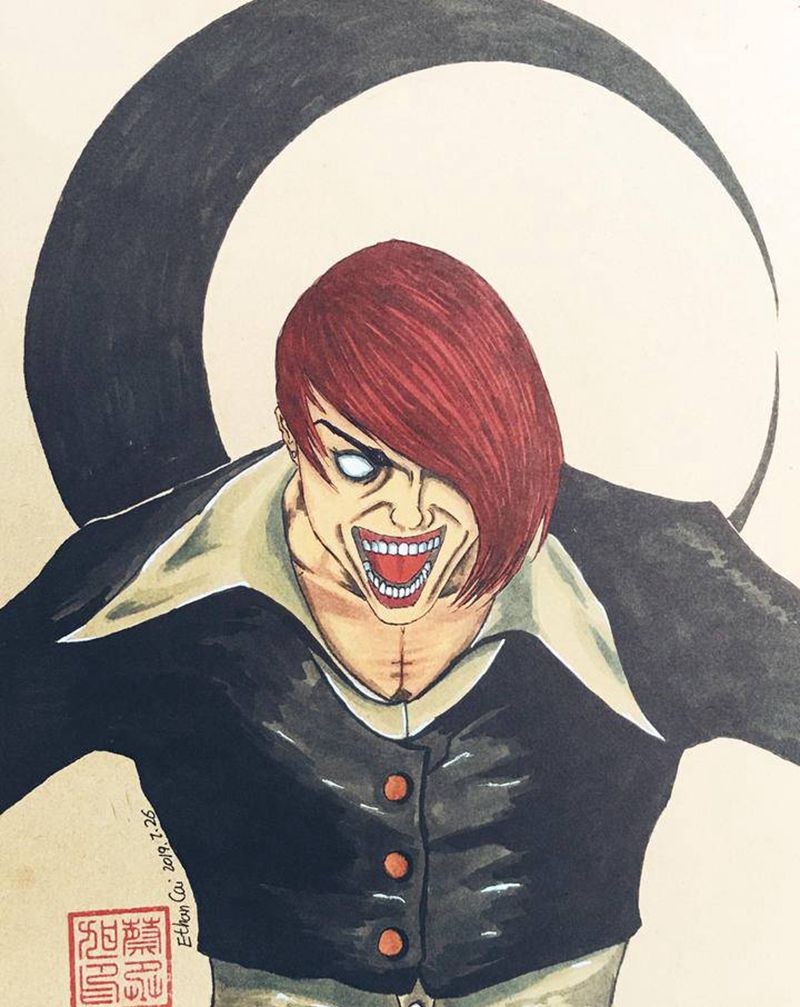 八神庵纹身图片_水彩纹身图案