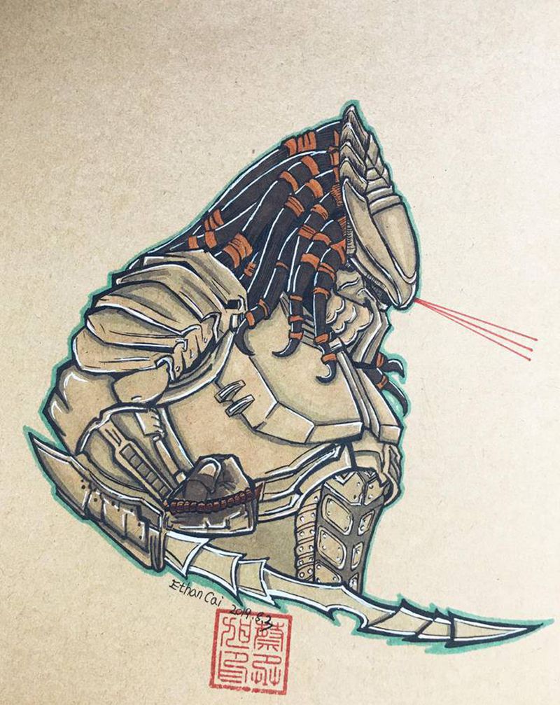 铁血战士纹身图片_几何纹身图案