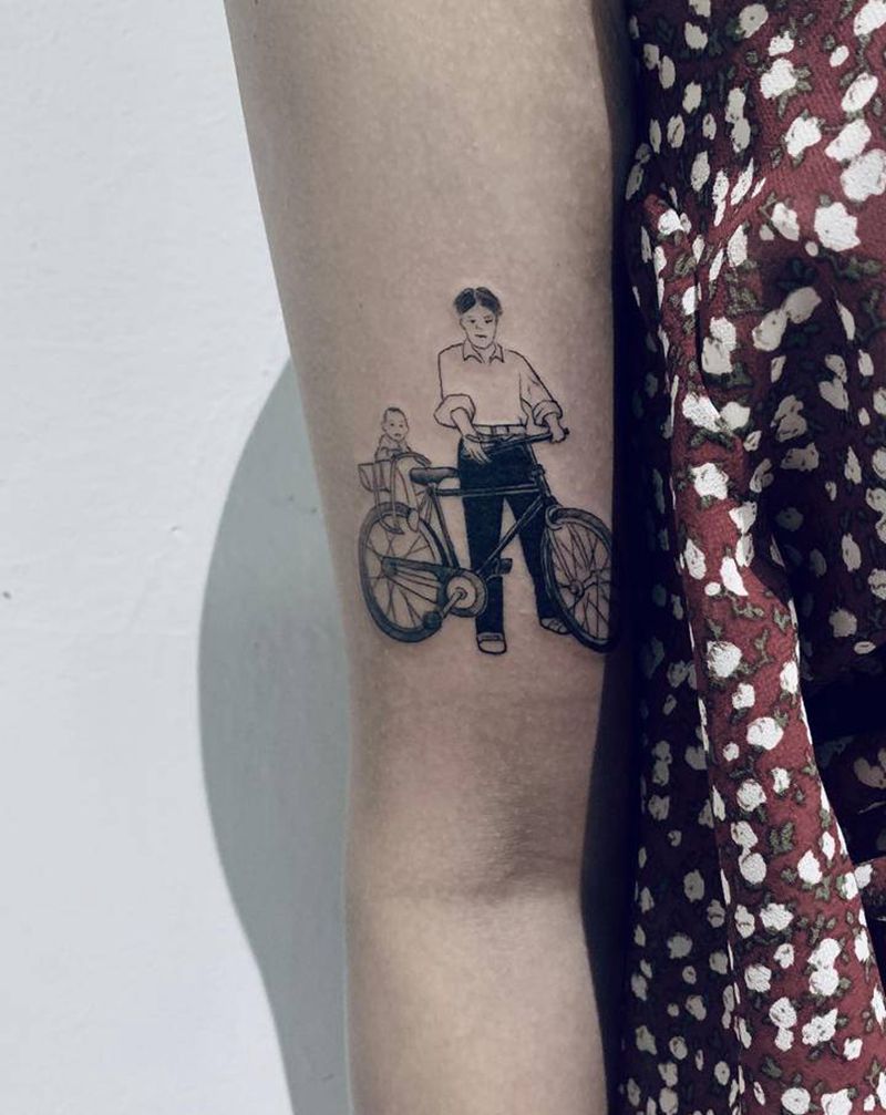 父亲与女儿纹身图片_手臂纹身图案