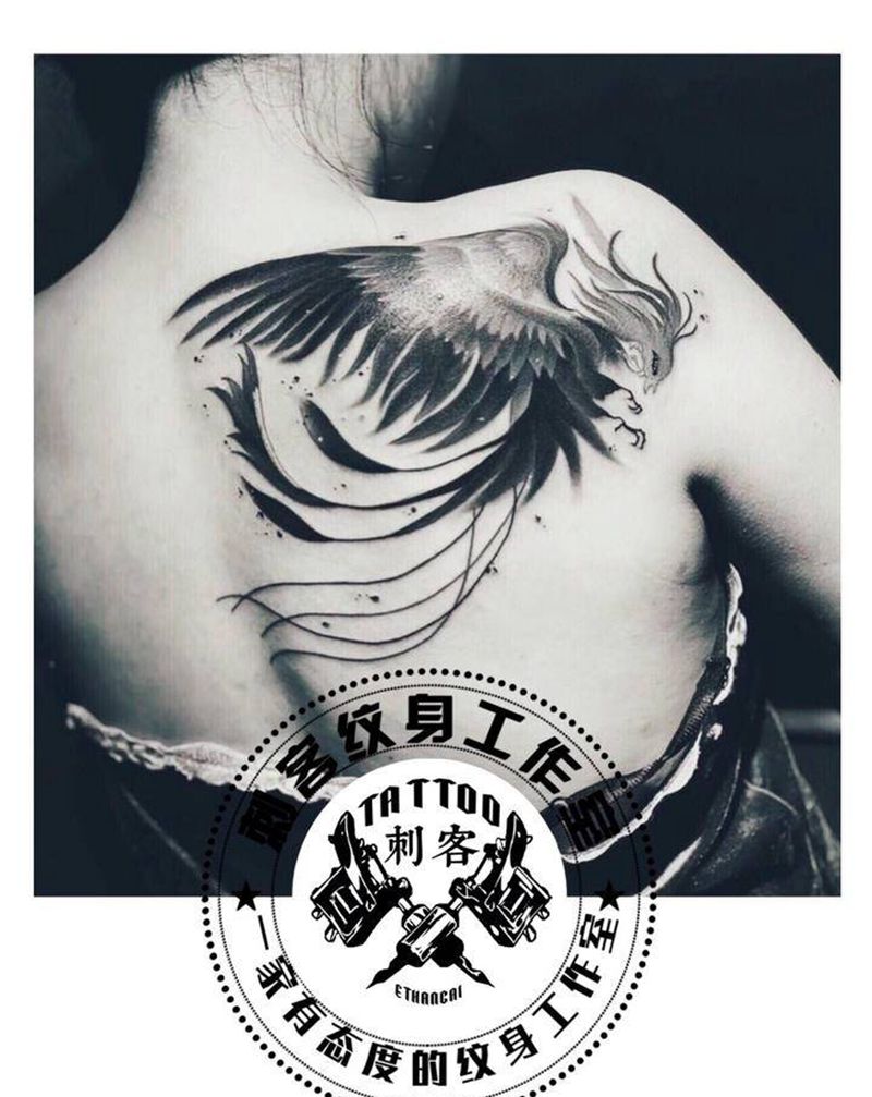 火鸟纹身图片_背部纹身图案