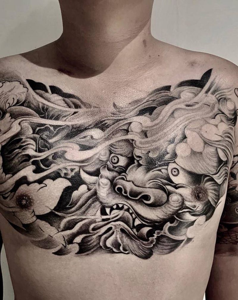 花胸纹身图片_胸部纹身图案