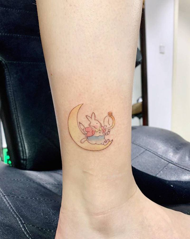 小兔子纹身纹身图片_腿部纹身图案
