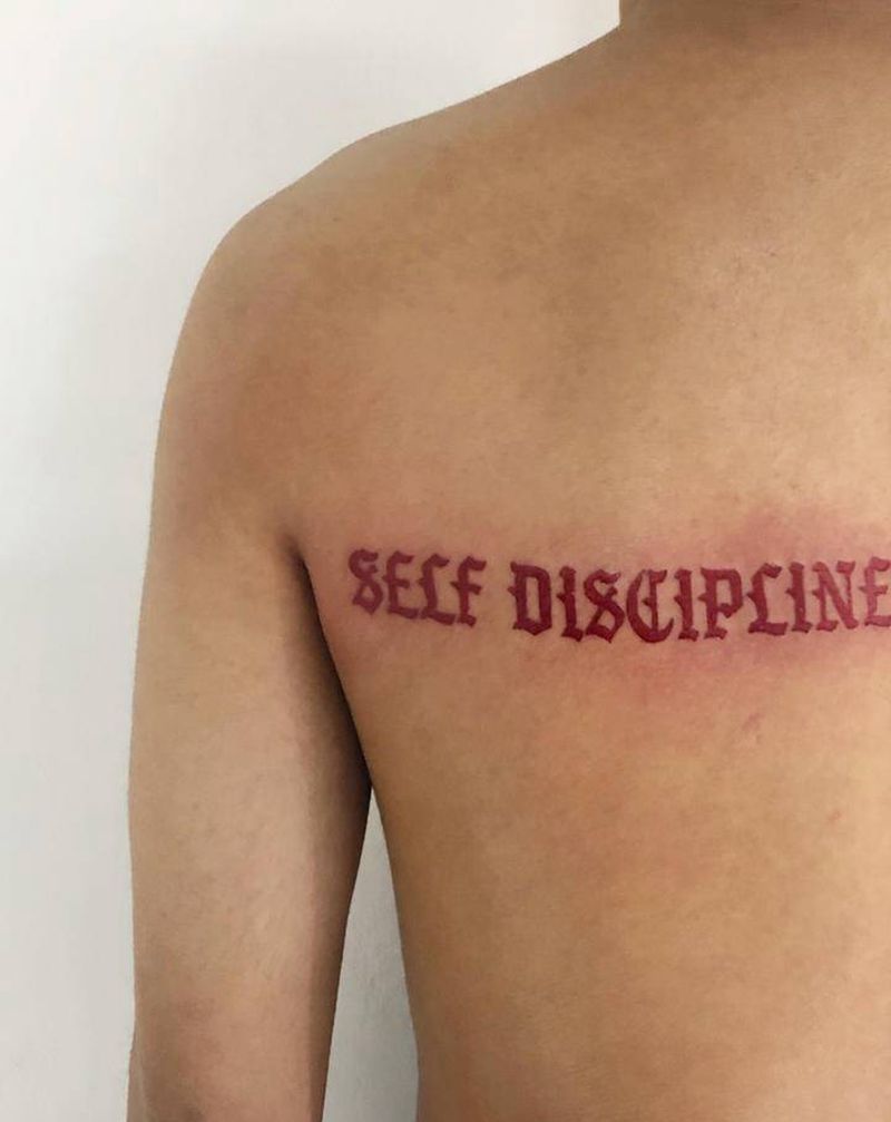 自律英文纹身纹身图片_背部纹身图案