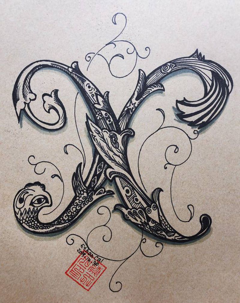 花体字纹身图片_花体字纹身图案