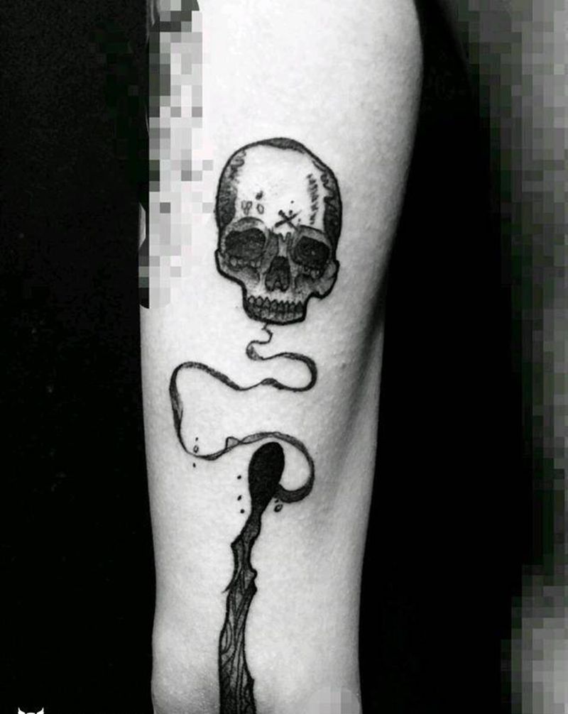 ☠️纹身图片_手臂New School纹身图案