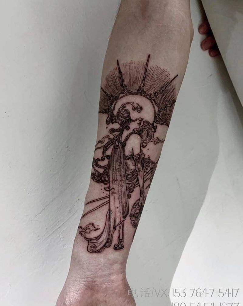 顾客自带图，用时四小时纹身图片_手臂纹身图案