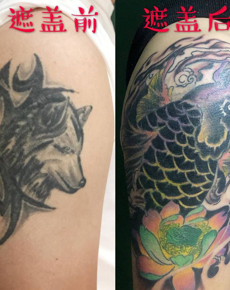 遮盖前后纹身图片_手臂纹身图案