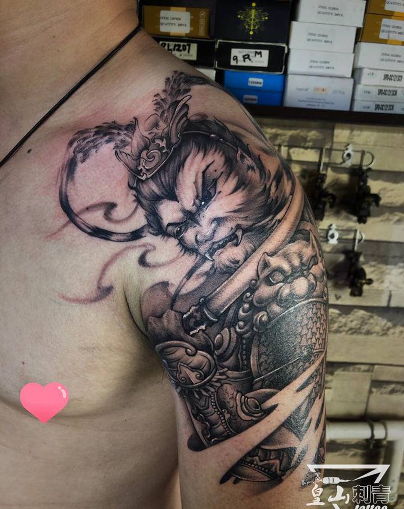 悟空纹身图片_肩部手臂新传统纹身图案