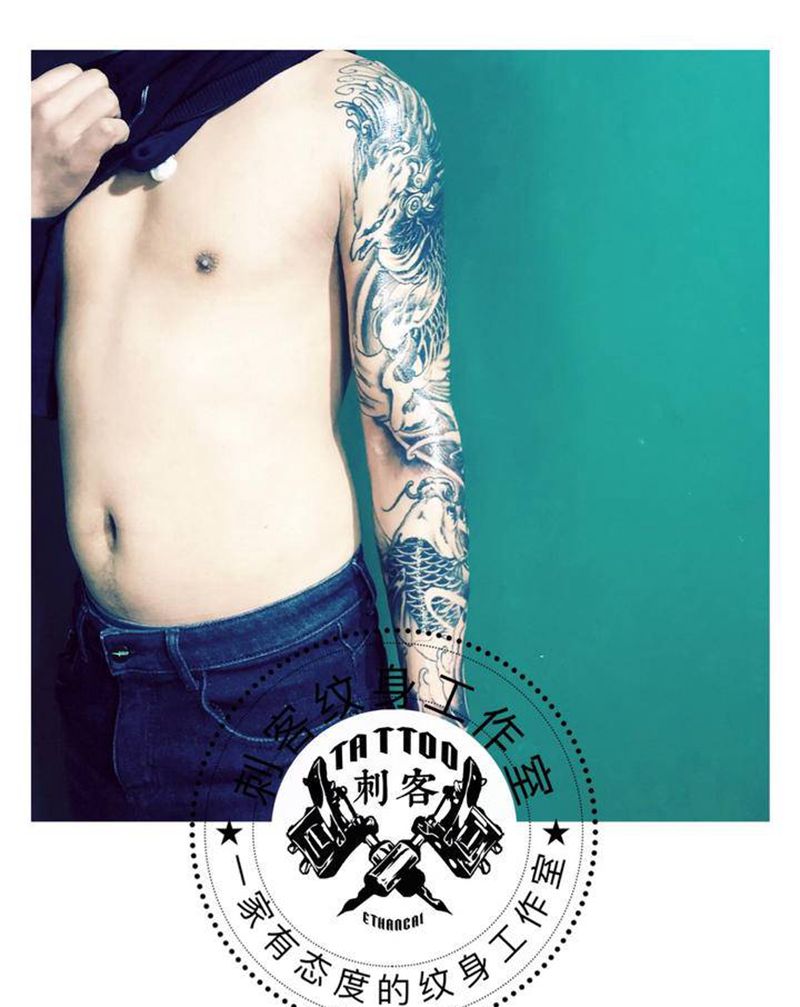 失败纹身遮盖花臂纹身图片_新传统纹身图案