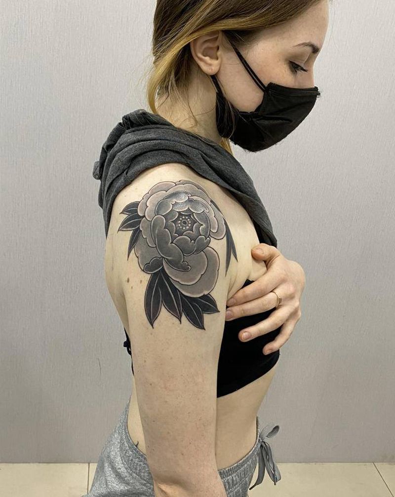 肩花纹身图片_肩部纹身图案