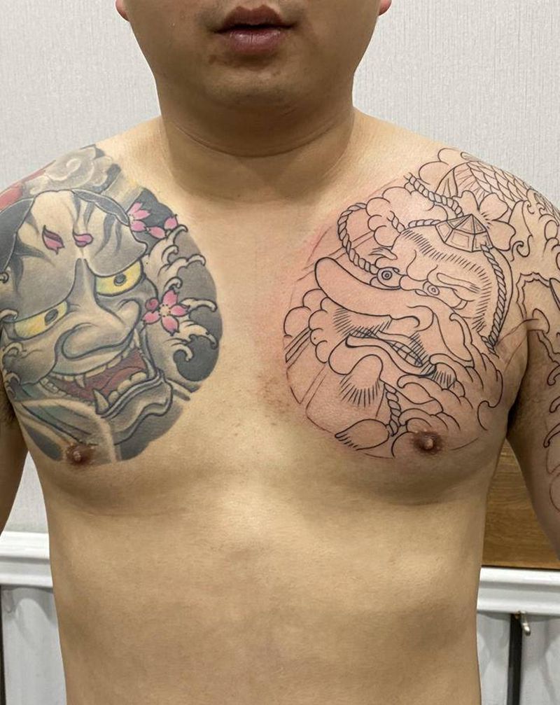 老传统纹身图片_肩部纹身图案