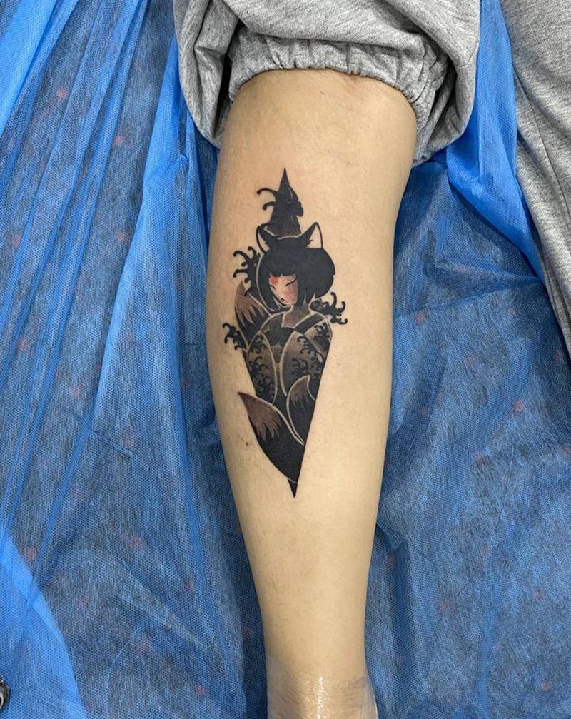 小遮盖纹身图片_腿部纹身图案