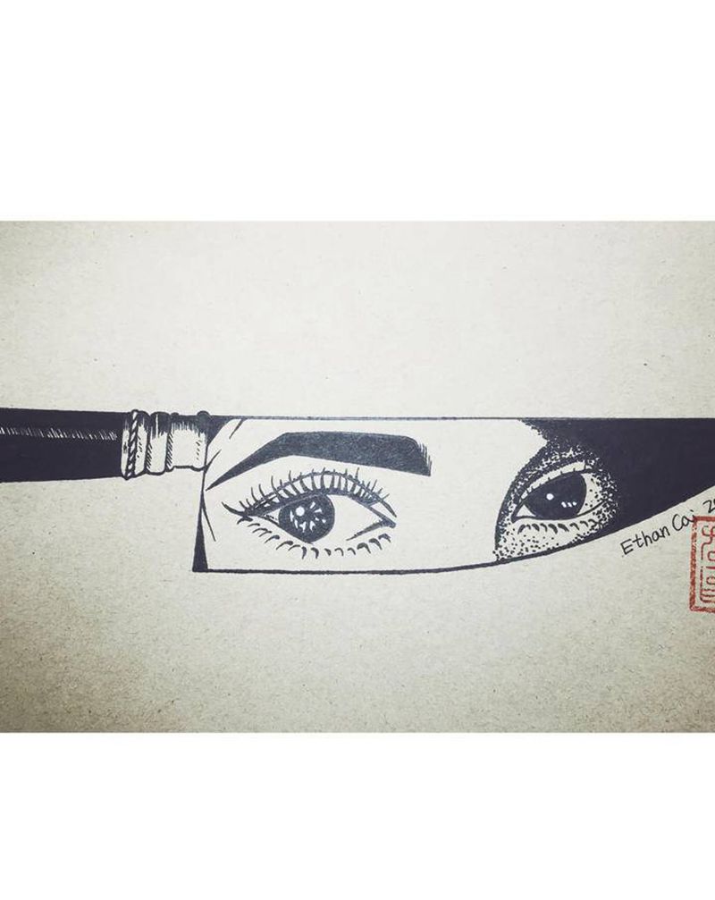 少女与匕首纹身图片_点刺纹身图案