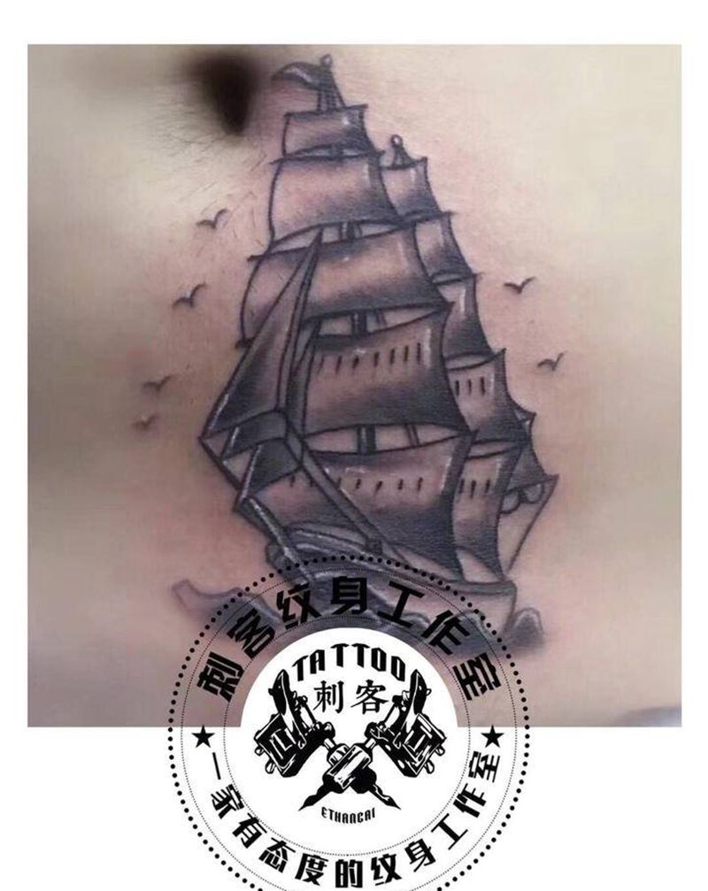 疤痕遮盖纹身图片_腹部纹身图案