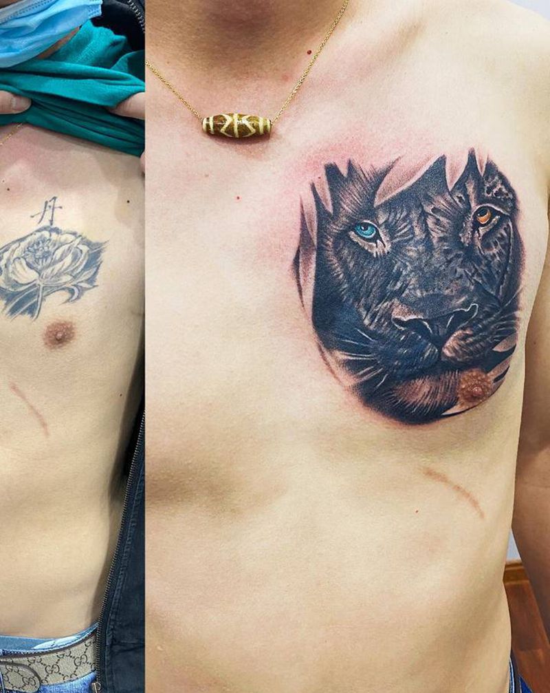 继续盖纹身图片_胸部纹身图案