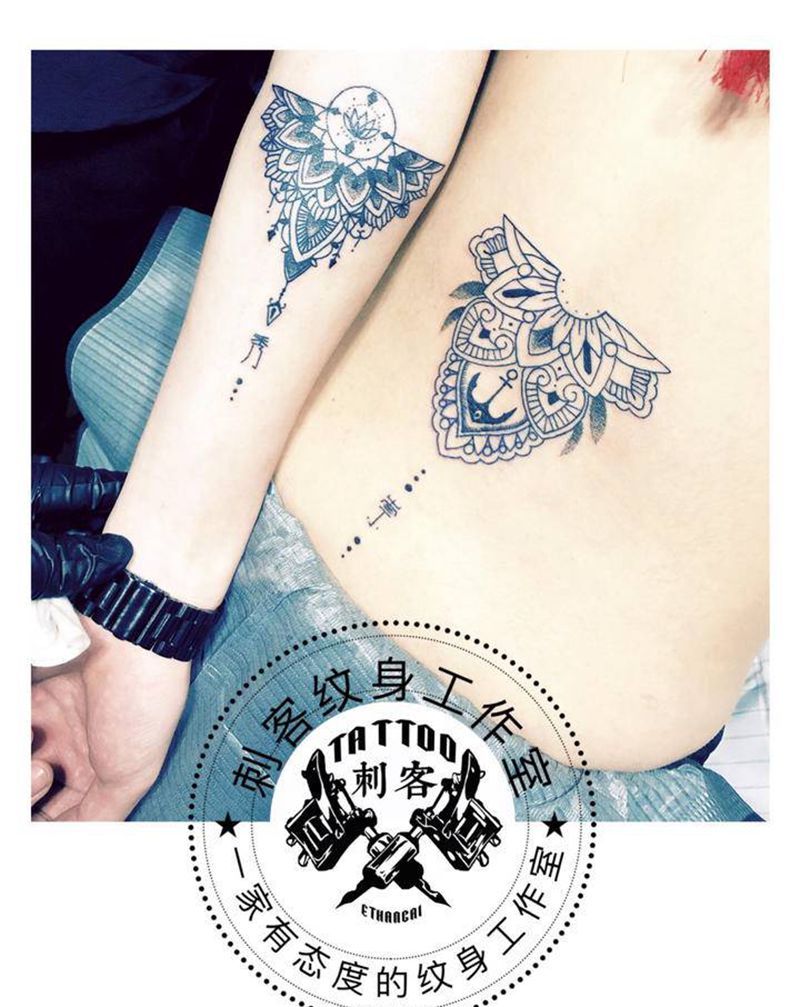 情侣梵花纹身纹身图片_手臂腰部纹身图案