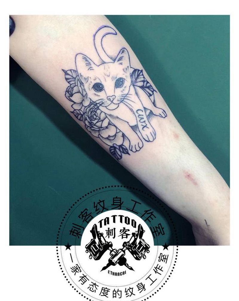 萌宠猫咪纹身图片_手臂纹身图案