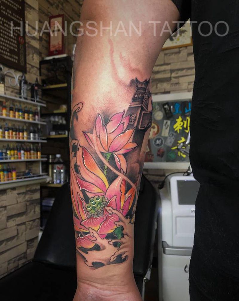 大吉大鲤包小臂修改添加纹身图片_手臂新传统修改纹身图案