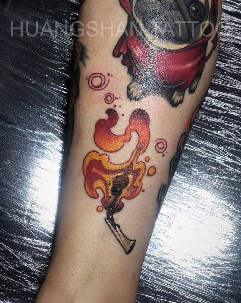 火柴纹身图片_腿部New SchoolOld School纹身图案